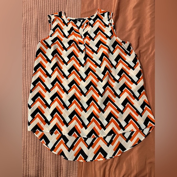 Sami & Jo Orange, Black and White Pattern Blouse - Picture 1 of 3